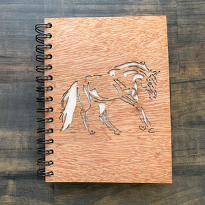 Wood Cover Horse Notebook Journal