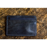 Minimalist Card Natural Grain Leather Wallet -Electric Black