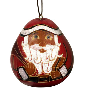 Hand Carved Gourd Santa Ornament