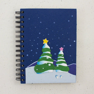 Holiday Trees Dark Blue Notebook Journal