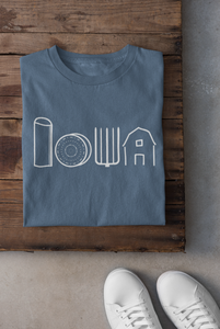 "Iowa love" 'for our farms' T-Shirt (Steel Blue)