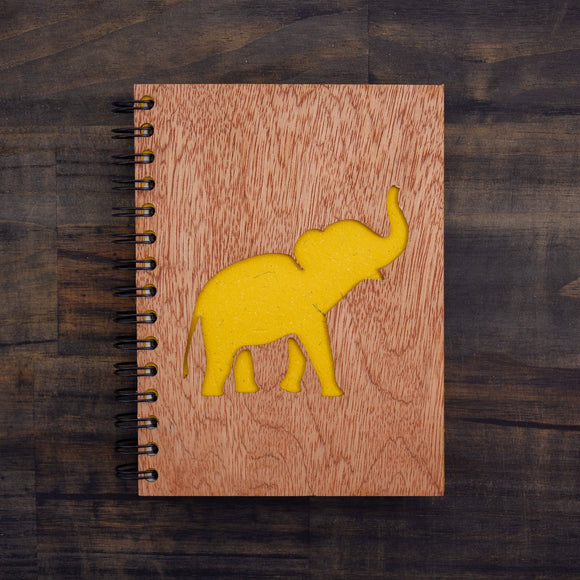 Wood Cover Singing Elephant Notebook Journal